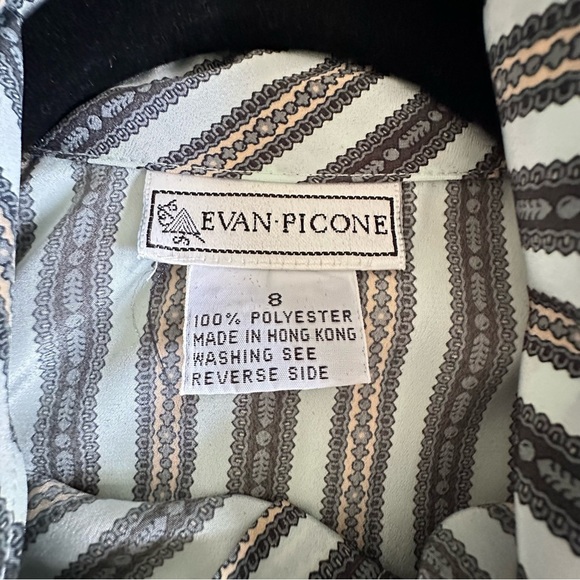 Vintage Evan Picone Shirt Womens 8 Striped Bow Blouse Long Sleeve 70s Old Money - Picture 9 of 11